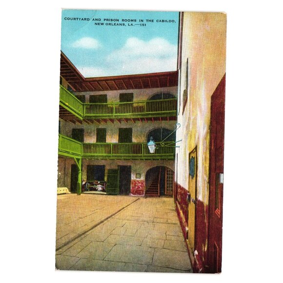 Courtyard Prison Room Cabildo Postcard New Orleans Historic Architecture Vintage - Picture 1 of 2